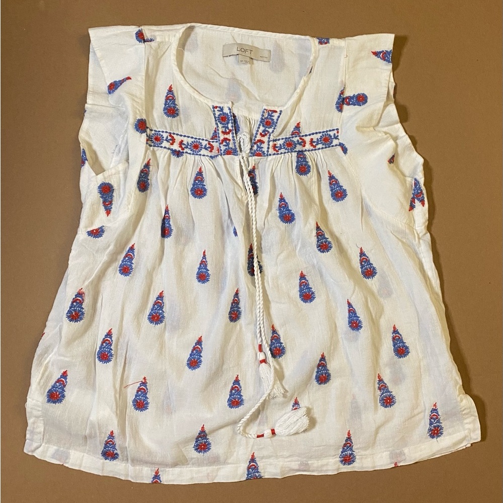 Beautiful cotton top with embroidery from Loft. Never worn.